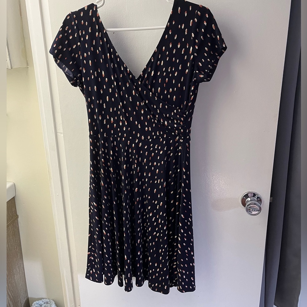 Navy Dress with Pink & White Pattern